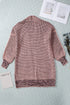 Plaid Knitted Long Open Front Cardigan